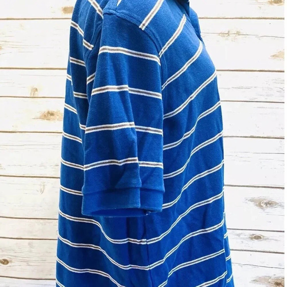 WONDER WALL Men Short Sleeve Collared Blue Striped Polo Style Shirt Size Medium - Picture 5 of 11